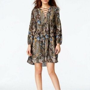 Free People Rain or Shine All Over print Peasant dress Size M
